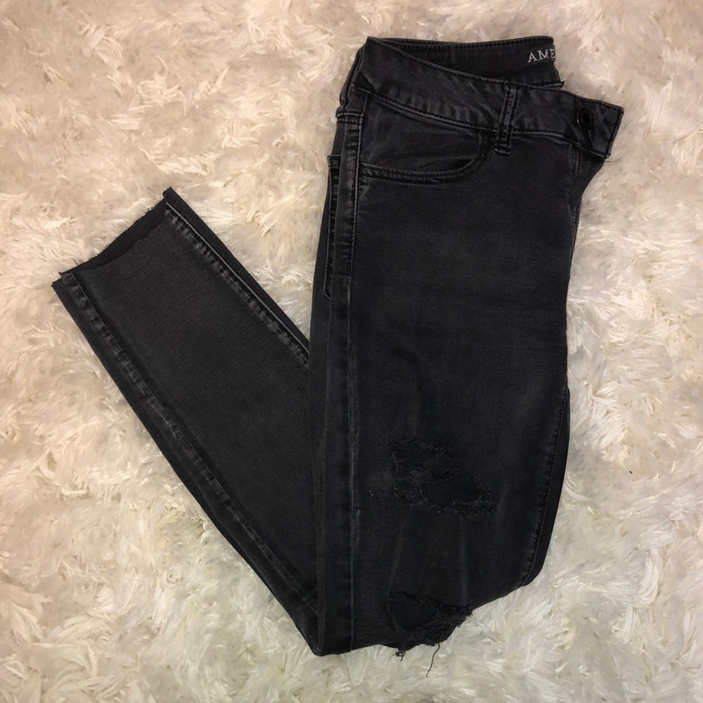 American Eagle Outfitters Black Ripped Jeggings